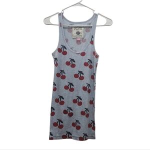 Victoria's Secret PINK Bedazzled Red Cherries on Blue Tank Top Racer Back Size S
